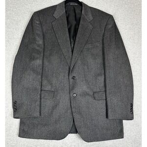 J.G. Hook Blazer Mens 44L Gray Herringbone‎ Lambswool 2 Button Sport Coat Jacket
